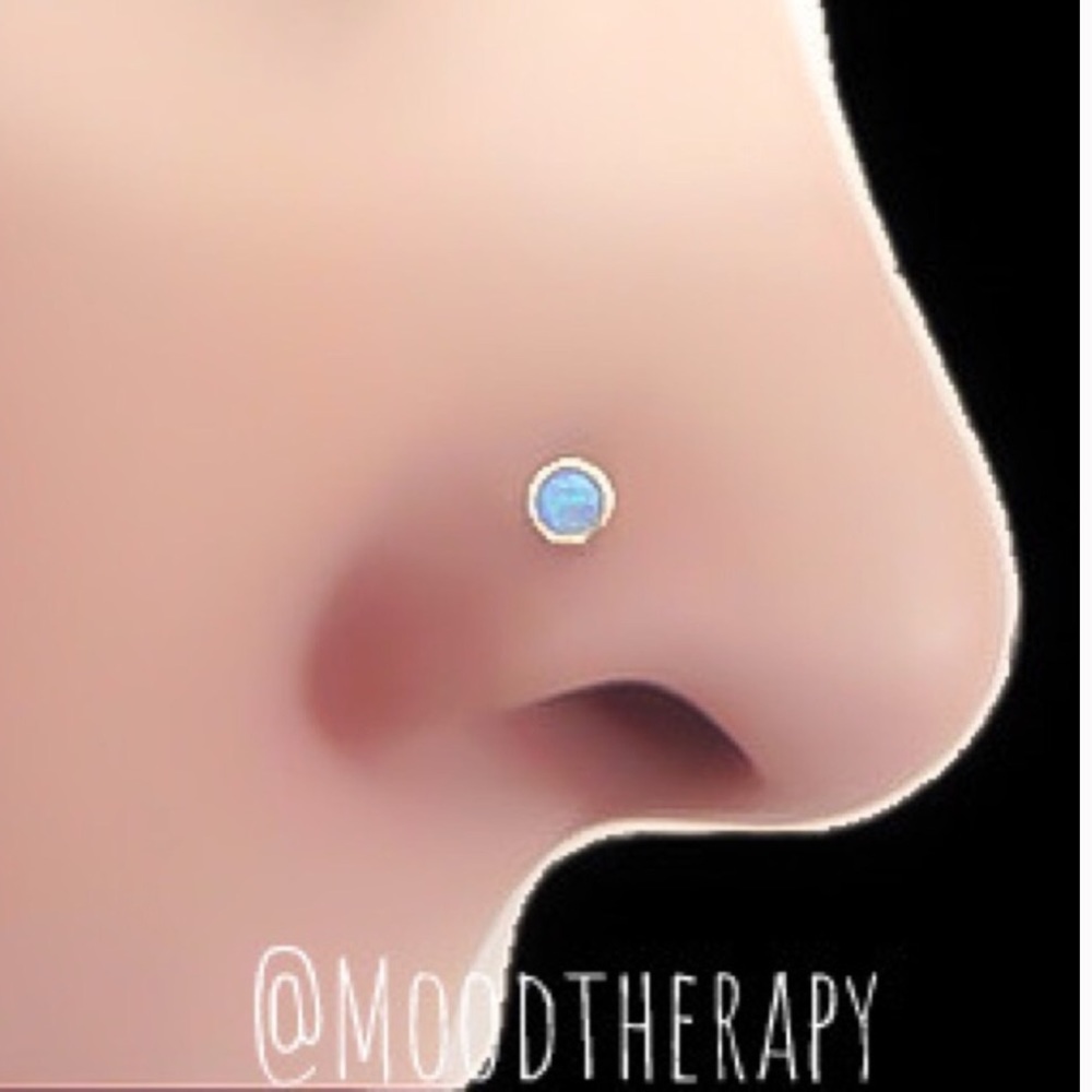 3 x Blue Fire Opal Nose Ring Stud Screw 925 sterling silver 20G